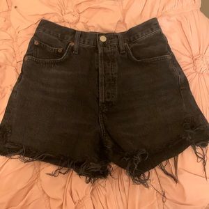 agolde dee black high rise jean shorts